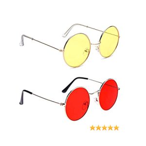 Yellow Red  Light Red Pink Round Sunglasses for Man and Woman the hugis