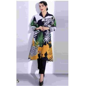 3PC Lawn Neckline Embroidered Shirt with Printed Chiffon Dupatta (D)
