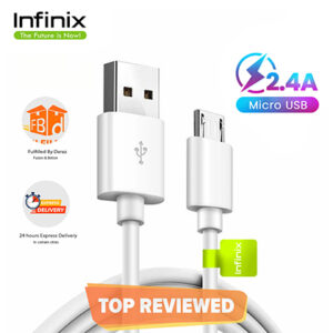 Infinix High-Speed Micro USB Cable - White - Imported High Quality Fast Charging Cable For Android Mobile Phones - Best Android Phones Cables, Designed For Smartphones Latest 2021