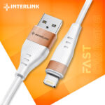 Interlink Data Cable compatible for iphone Fast Charging Data Cable For iphone Quick Charging And Data Branded Cable Length 1 Meter Color White
