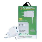 AT Original G99 Dual Port , 3A, Fast Charger For All Brands , Samsung  Iphone  HTC  Infinix  Xiaomi  Oppo  Huawei  Nokia  Lenovo - White