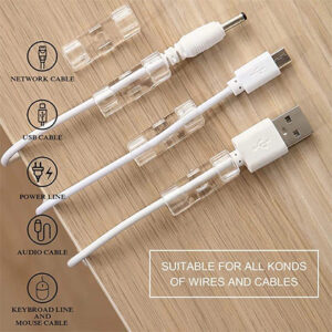 20pcs Smart Cable Organizer Desktop and Workstation Cord Clips Management Holder Data Telephone Line Cable Winder Sleeve (3cm X 1cm)