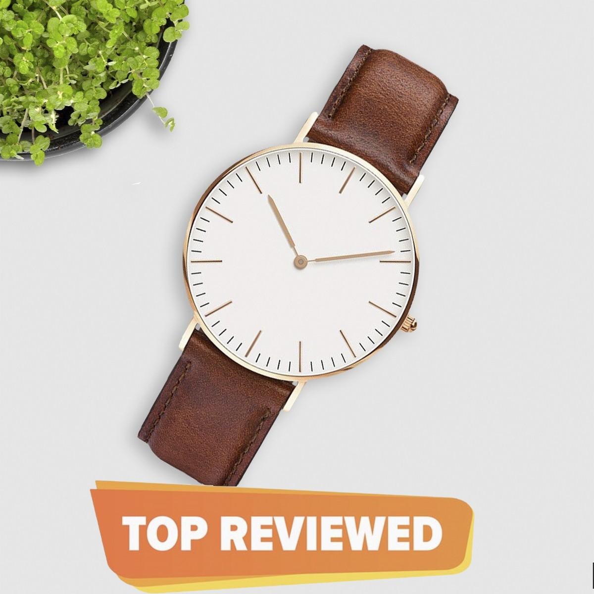 Watch For Men Analog Watch Business Watch Brown Leather Straps Stylish Wrist - Image 2