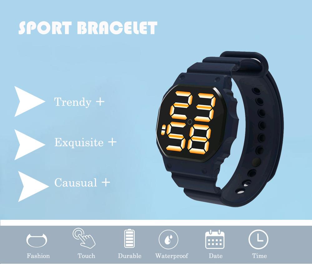Waterproof Sports Watch For Men Women LED Digital Touch Watch Silicone Strap WristWatch - Image 6