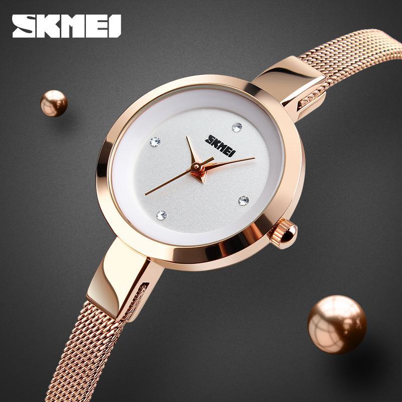 SKMEI Fashion Ladies Simlpe Casual Classic Stainless Steel Waterproof Quartz Watches for Women 1390 - Image 3