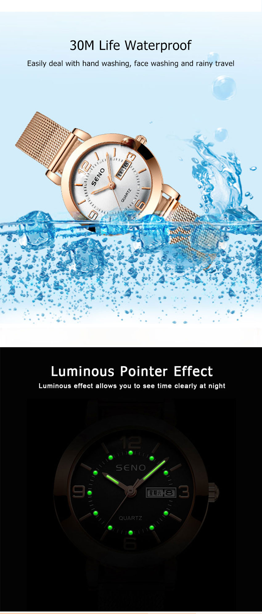 LouisWill Women Watches Fashion Watches Casuals Quartz Watches Round Dial Watches 30M Waterproof Watches Alloy Thin Strap Business Wristwatch with Watch Adjuster for Women - Image 9