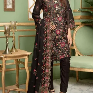 Sophia-3PC Embroidered Shirt With Heavy Embroidered (D)