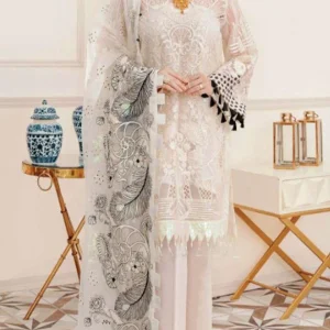 Afrozeh-3PC Sequence Embroidered Shirt With Sequence(D)