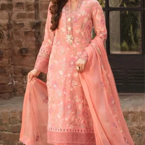 Bareeze-3PC Linen Embroidered Shirt With Embroidered (D)