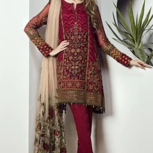 Baroque - 3PC Heavy Embroidered Shirt With (D)