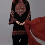 Kayseria-3PC Heavy Embroidered Shirt With (D)