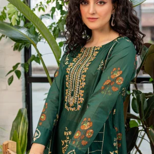 BATIK - 2PC Silk katan Heavy Embroidered Shirt With (D)