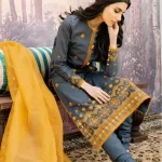 Cross Stitch - 3PC Linen Embroidered Sequence Work Shirt (D)