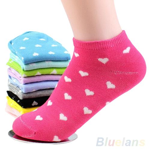 5 Pairs Women Girls Cute Heart Ankle High Low Cut Casual Sport Cotton Socks - Image 3
