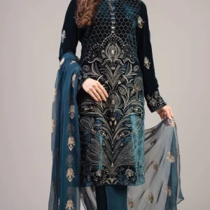 Bareeze-3PC Full Heavy Embroidered Shirt with Embroidered Dupatta