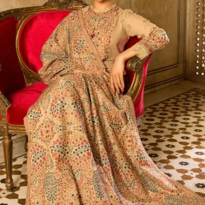 Bareeze-3PC Dhanak Heavy Embroidered Front With Heavy Embroidered Karandhi Shawl