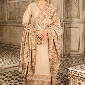 Bareeze-3PC Karandhi Heavy Embroidered Front With Heavy Embroidered Karandhi Shawl 1