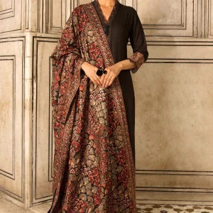 Bareeze-3PC Karandhi Heavy Embroidered Front With Heavy Embroidered Karandhi Shawl