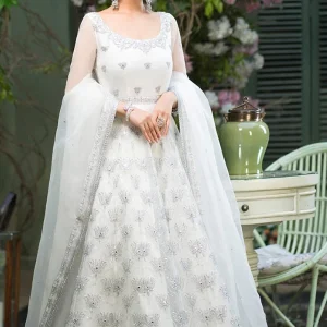 Asim Jofa - 3PC Organza Heavy Embroidered Shirt With Organza Heavy Embroidered Dupatta