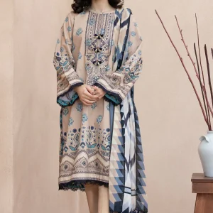 Sapphire - 3PC Marina Neckline Embroidered Shirt With Marina Printed Duppata