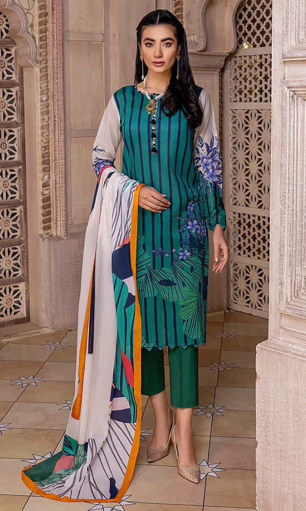 So Kamal - 3PC Cotail Digital Printed Shirt With Cordrouy Shawl