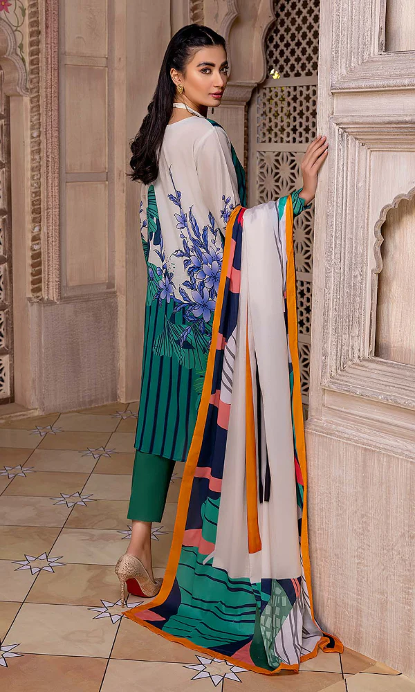 So Kamal - 3PC Cotail Digital Printed Shirt With Cordrouy Shawl - Image 2