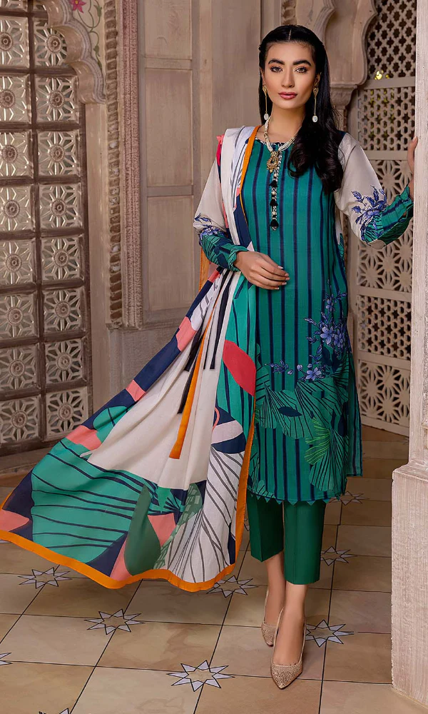 So Kamal - 3PC Cotail Digital Printed Shirt With Cordrouy Shawl - Image 3