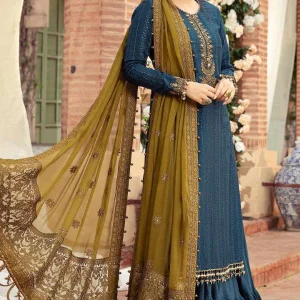 Maria B - 3PC Linen Heavy Embroidered Shirt With Embroidered Dupatta