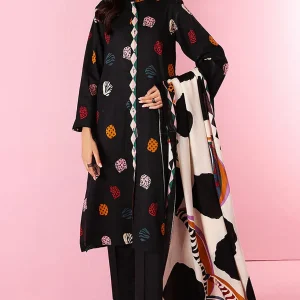 Nishat - 3PC Khaddar Heavy Embroidered Shirt With Pashimina Shawl