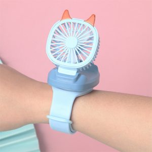 Mini Kids Watch Fan Quiet 3 Speed ​​Adjustable USB Rechargeable Luminous Fan for IndoorOutdoor