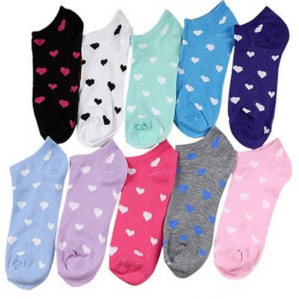 5 Pairs Women Girls Cute Heart Ankle High Low Cut Casual Sport Cotton Socks