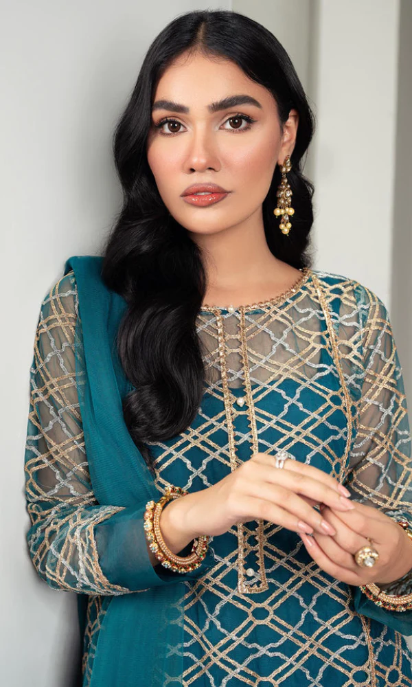 Mehrmah-3PC Heavy Embroidered Linen Winter Collection - Image 3