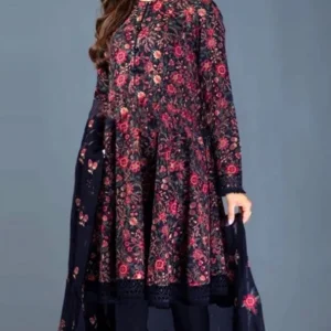 Bareeze LH-114(A) Blue Embroidered Three Piece Dhanak Wool Winter Collection