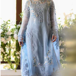 Nadia Farooqi - 3PC Organza Heavy Embroidered Shirt & Organza Embroidered Dupatta