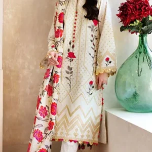 Gul Ahmed-3PC Front Embroidered Shirt With Embroidered Dupatta