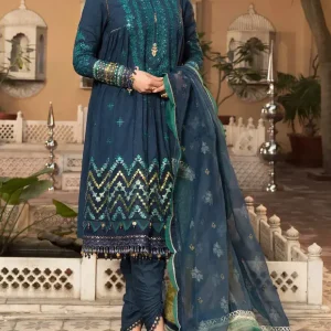 Maria B. - 3PC Linen Heavy Sequence Work Shirt With Organza Dupatta