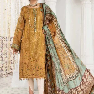 Maria.B - 3PC Linen Shirt With Linen Printed Duppata