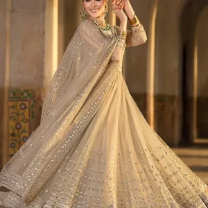 NISHAT - 3PC Organza Embroidered Frock With Organza Embroidered Dupatta