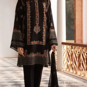 Bareeze - 3PC Linen Heavy Embroidered Shirt With Embroidered Bamber Chiffon Dupatta