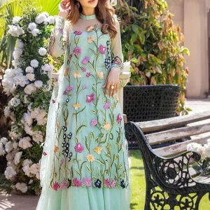 Lulusar - 3PC Organza Heavy Embroidered Shirt with Embroidered Organza Dupatta