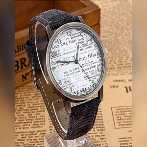 Neha'S Collections Newspaper Print Wrist Watch For Boys & Girls -Black