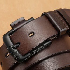 Designer 100% Upper Genuine Leather Alloy Pin Buckle Belt For Men Business Men Belt