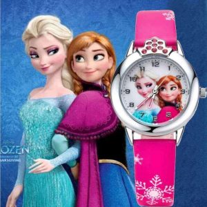 Children Quartz Watch PU Strap Cartoon Round Dial Wristwatch Casual Watches Kids Gift
