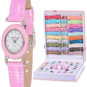 Interchangeable Watch Gift Set In Box For Girls - 16 Dial & Strap