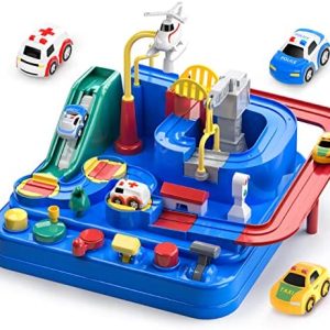 Kids Race Track Big Car Adventure Track Toy For 3 4 5 6 7 Years Old Boys Girls, City Rescue Playsets Magnet Toys , 3 Mini Cars 4 Mini Car 6 Buttons, Best Gift Toys