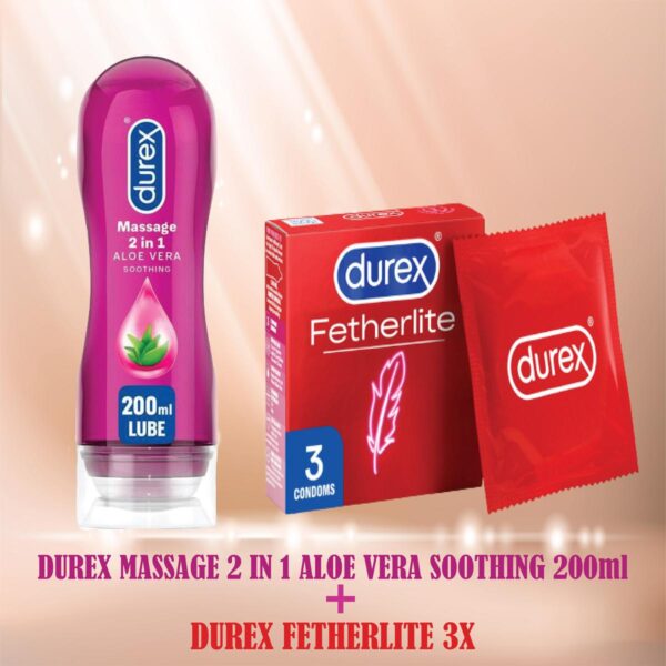 Durex Pack of 3 - Durex Aloe Vera gel 200ml, Extra safe 3s, Fetherlite 3s