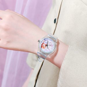 Kid's Watch Cartoon Frozen Pattern Pointer Round Dial Watch Silicone Strap