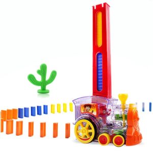 Domino Train Set - 80 Pcs. Fun and Colorful Train That Prepares Your Domino Rally Experience Quickly and Automatically