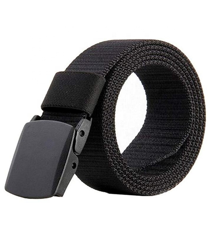 Men Imported Breathable Nylon Web Canvas Fabric Belt With Plastic Buckle