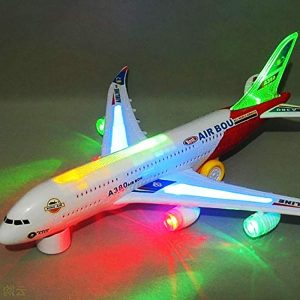 Bump and Go Action Airbus A380 Model Airplane Toy for Boys and Girls with Flashing Light Up